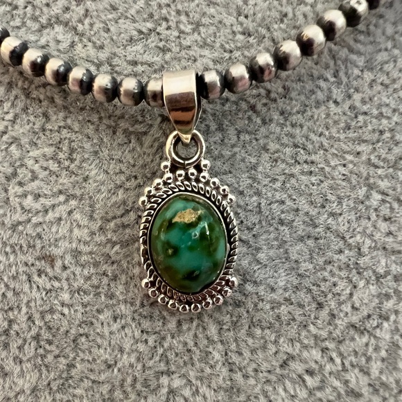 ❤️ Sonoran Gold Turquoise Navajo Style Southwestern Sterling Silver Pendant 1”L - Picture 8 of 14